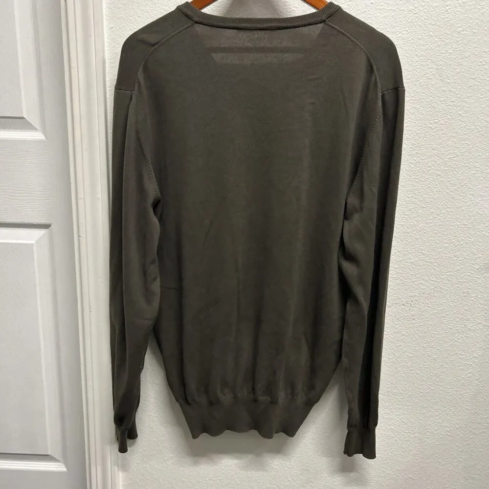 Pal Zileri Men's V-Neck Pullover Sweater Brown Cotton Size 52